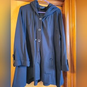 Women's Black Hooded Jacket, Christian Soriano, 1x, 18/20